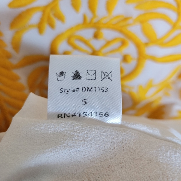ALL ROW Yellow & White Embroidered Shift Tunic Dress, Size Small - Picture 4 of 7